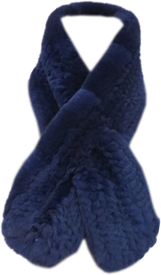 Women's Real Rex Rabbit Knitted Fur Scarf Neck Warm Wrap