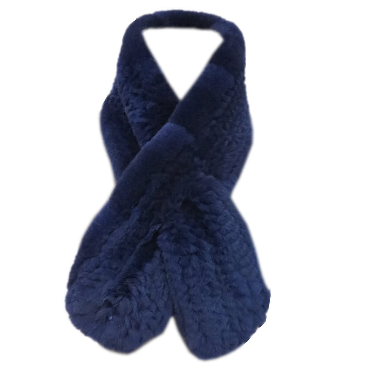 Women's Real Rex Rabbit Knitted Fur Scarf Neck Warm Wrap