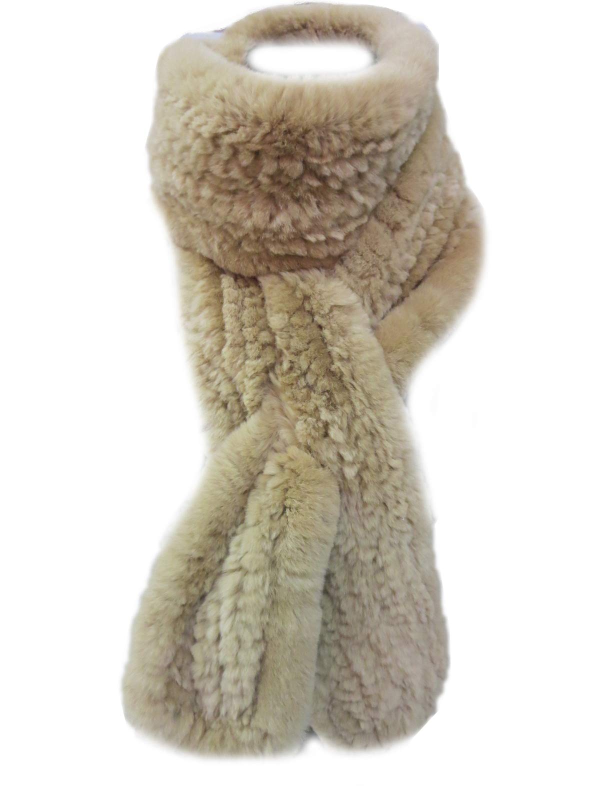 Women's Knitted Scarf Real Rex Rabbit Fur Neckerchief Neck Warmer Winter