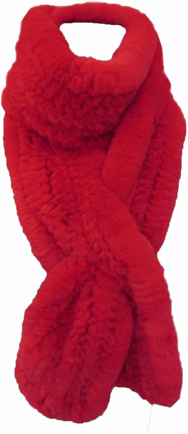 Women's Knitted Scarf Real Rex Rabbit Fur Neckerchief Neck Warmer Winter