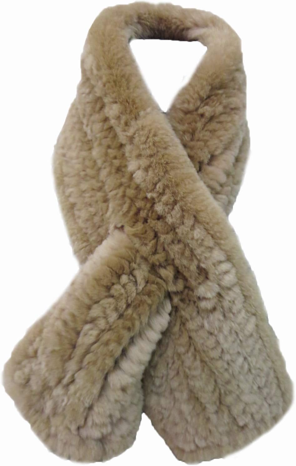 Women's Real Rex Rabbit Knitted Fur Scarf Neck Warm Wrap
