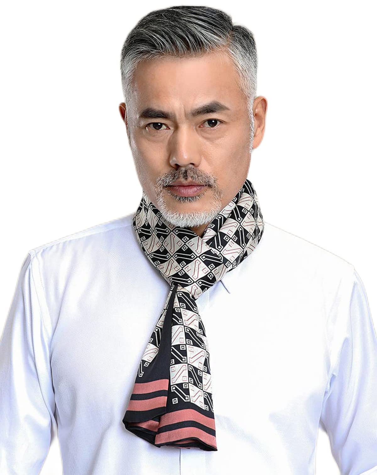 100 Silk Scarf for Men Double Layer Fashion Neckerchief Office Casual Business Smooth All Seasons