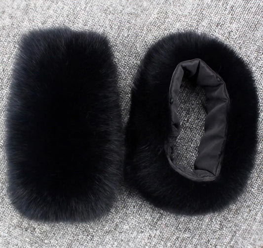 Women Wrist Cuffs Real Fox Fur Cuff Arm Warmer for Jacket Coat Sleeve Decoration Winter Warm