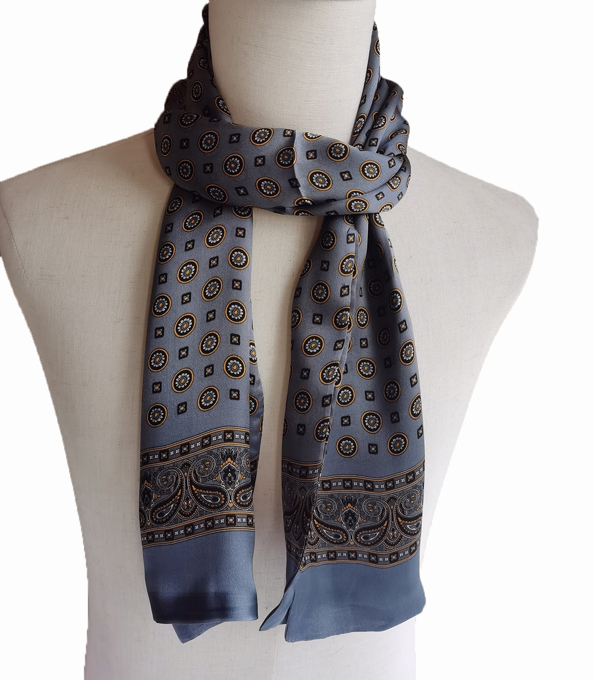 Men's 100% Silk Scarf Double Layers Fashion Neckerchief Formal Casual