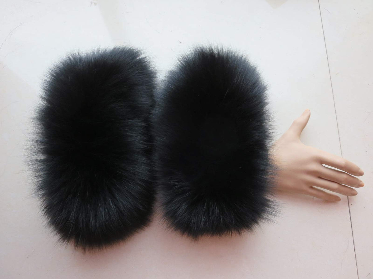 Women Wrist Cuffs Real Fox Fur Cuff Arm Warmer for Jacket Coat Sleeve Decoration Winter Warm