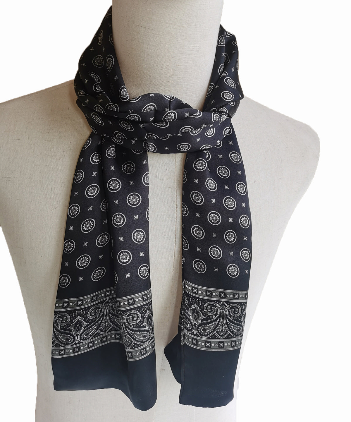 Men's 100% Silk Scarf Double Layers Fashion Neckerchief Formal Casual