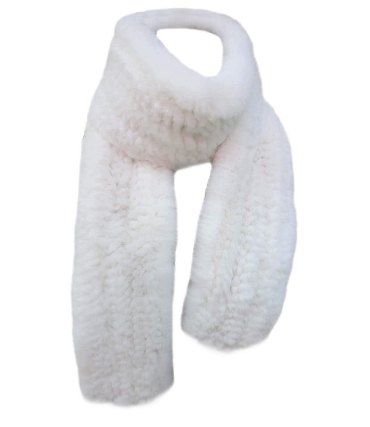 Women's Knitted Scarf Real Rex Rabbit Fur Neckerchief Neck Warmer Winter