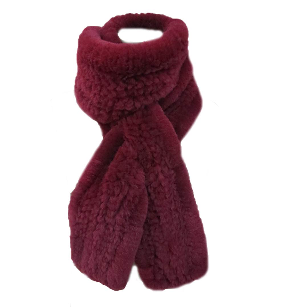 Women's Knitted Scarf Real Rex Rabbit Fur Neckerchief Neck Warmer Winter
