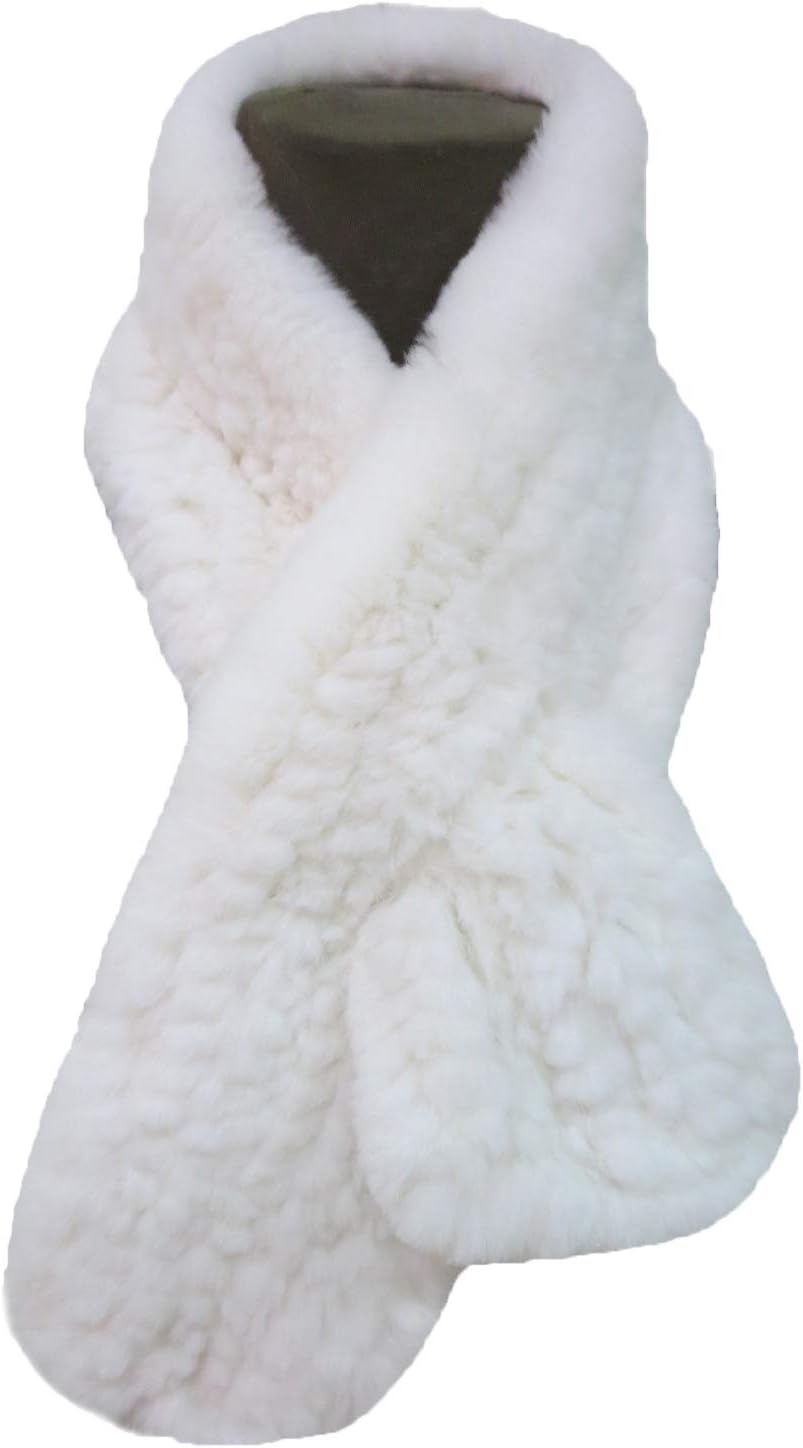 Women's Real Rex Rabbit Knitted Fur Scarf Neck Warm Wrap