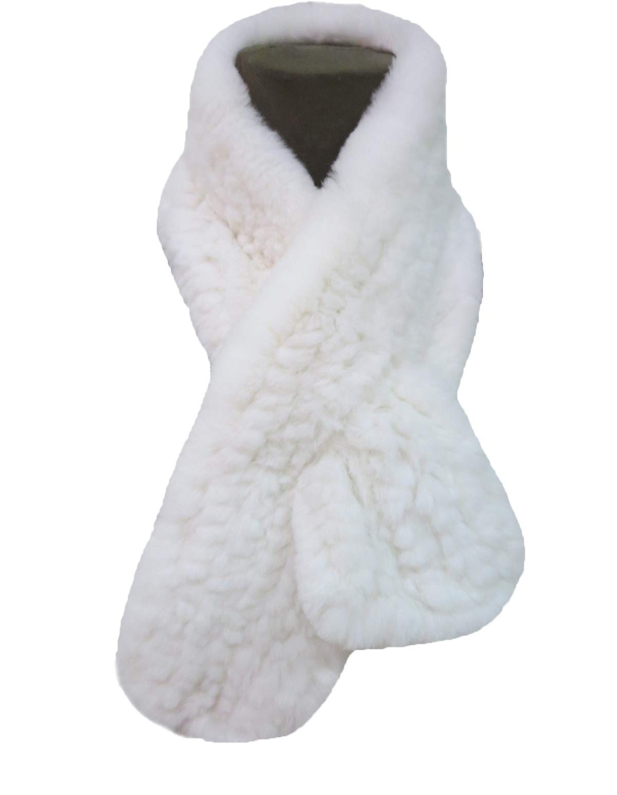 Women's Real Rex Rabbit Knitted Fur Scarf Neck Warm Wrap