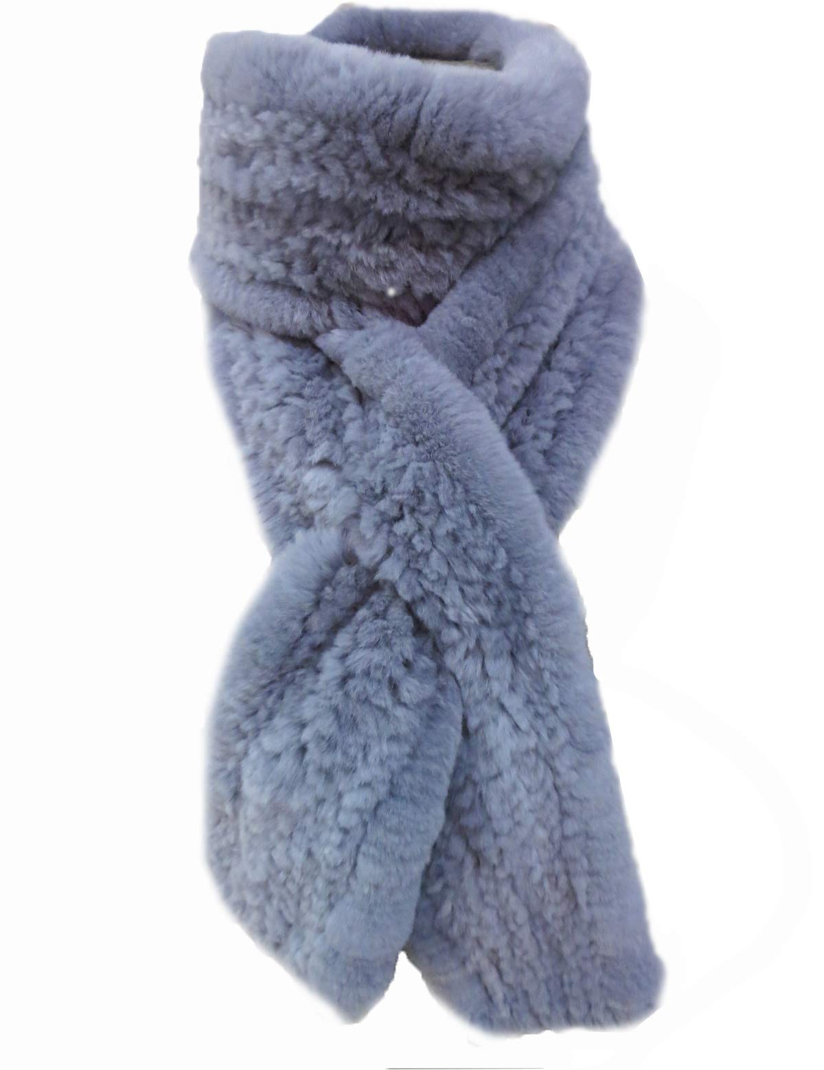 Women's Knitted Scarf Real Rex Rabbit Fur Neckerchief Neck Warmer Winter