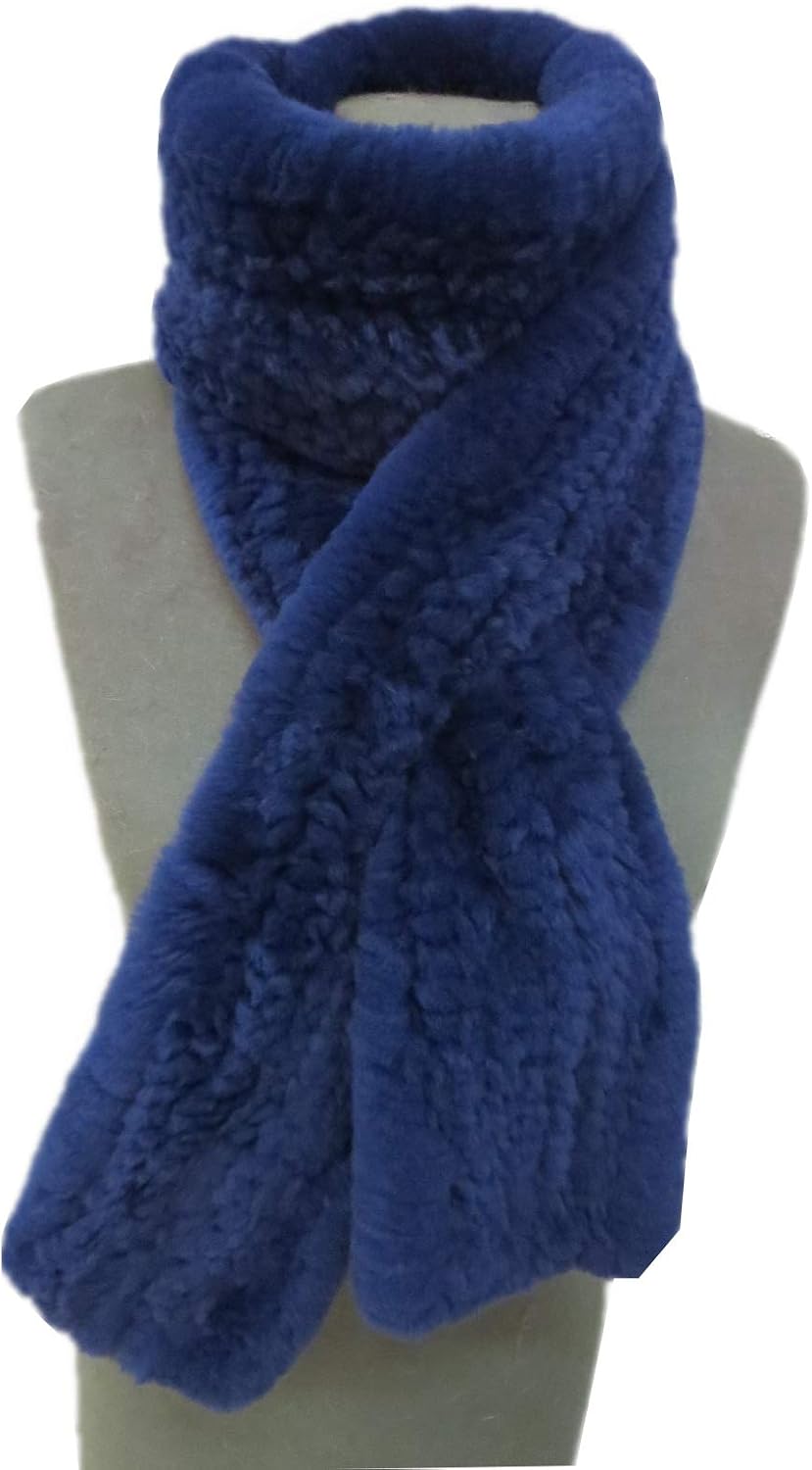 Women's Knitted Scarf Real Rex Rabbit Fur Neckerchief Neck Warmer Winter