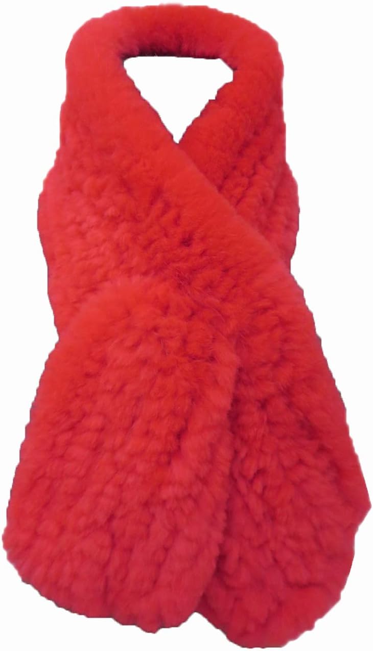 Women's Real Rex Rabbit Knitted Fur Scarf Neck Warm Wrap
