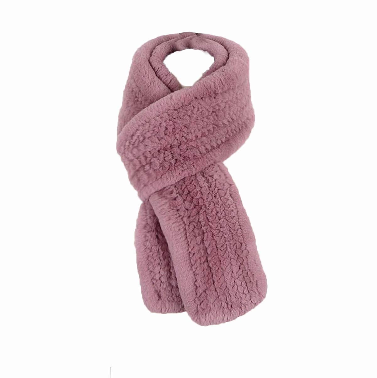 Women's Knitted Scarf Real Rex Rabbit Fur Neckerchief Neck Warmer Winter