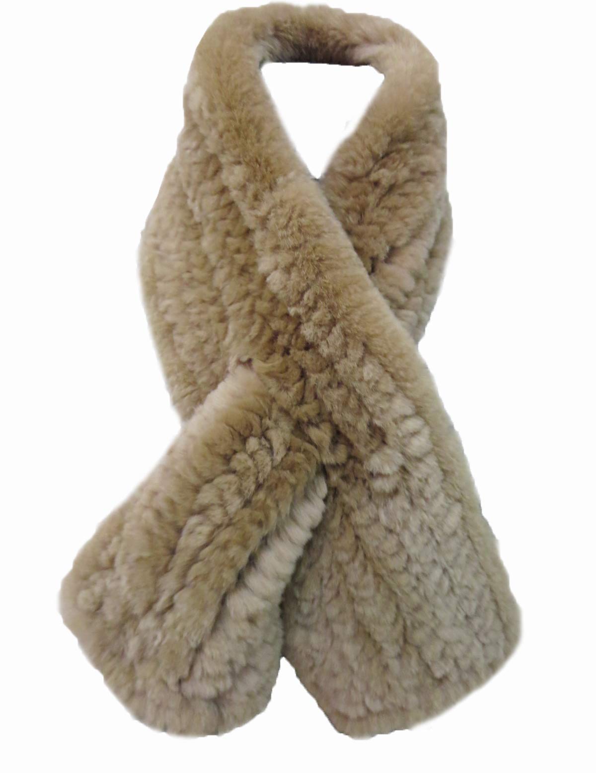 Women's Real Rex Rabbit Knitted Fur Scarf Neck Warm Wrap