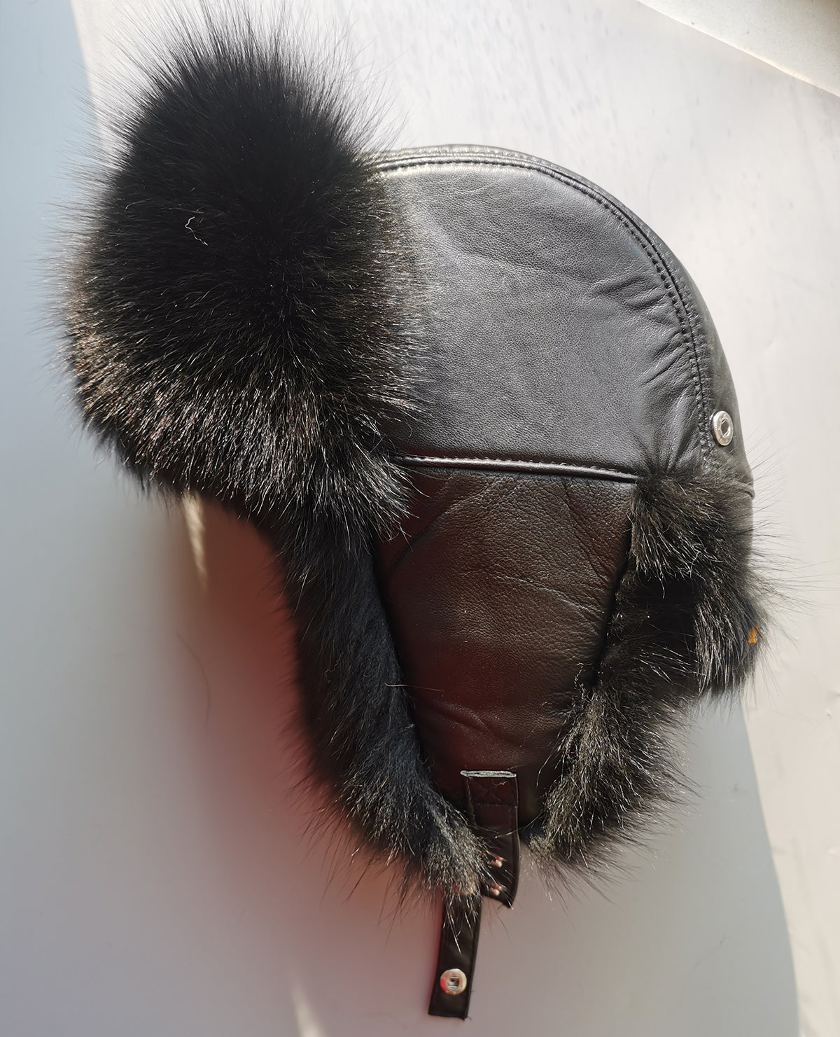 Mens Winter Sheepskin Shell Fluffy Real Fox Fur Trapper Hat Russian Ushanka Hats