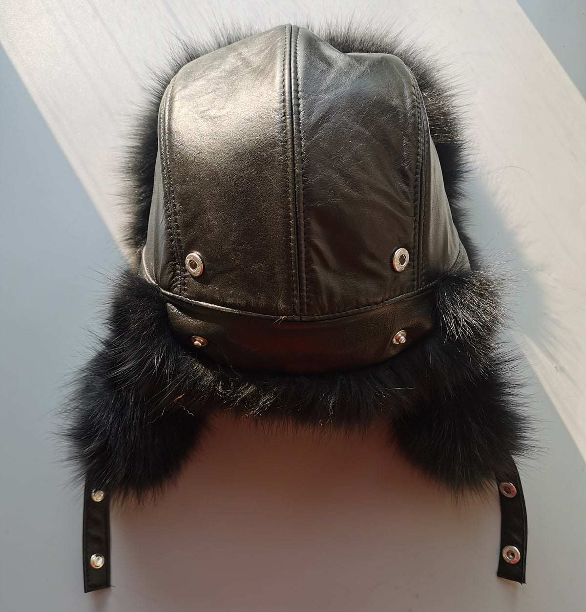 Mens Winter Sheepskin Shell Fluffy Real Fox Fur Trapper Hat Russian Ushanka Hats