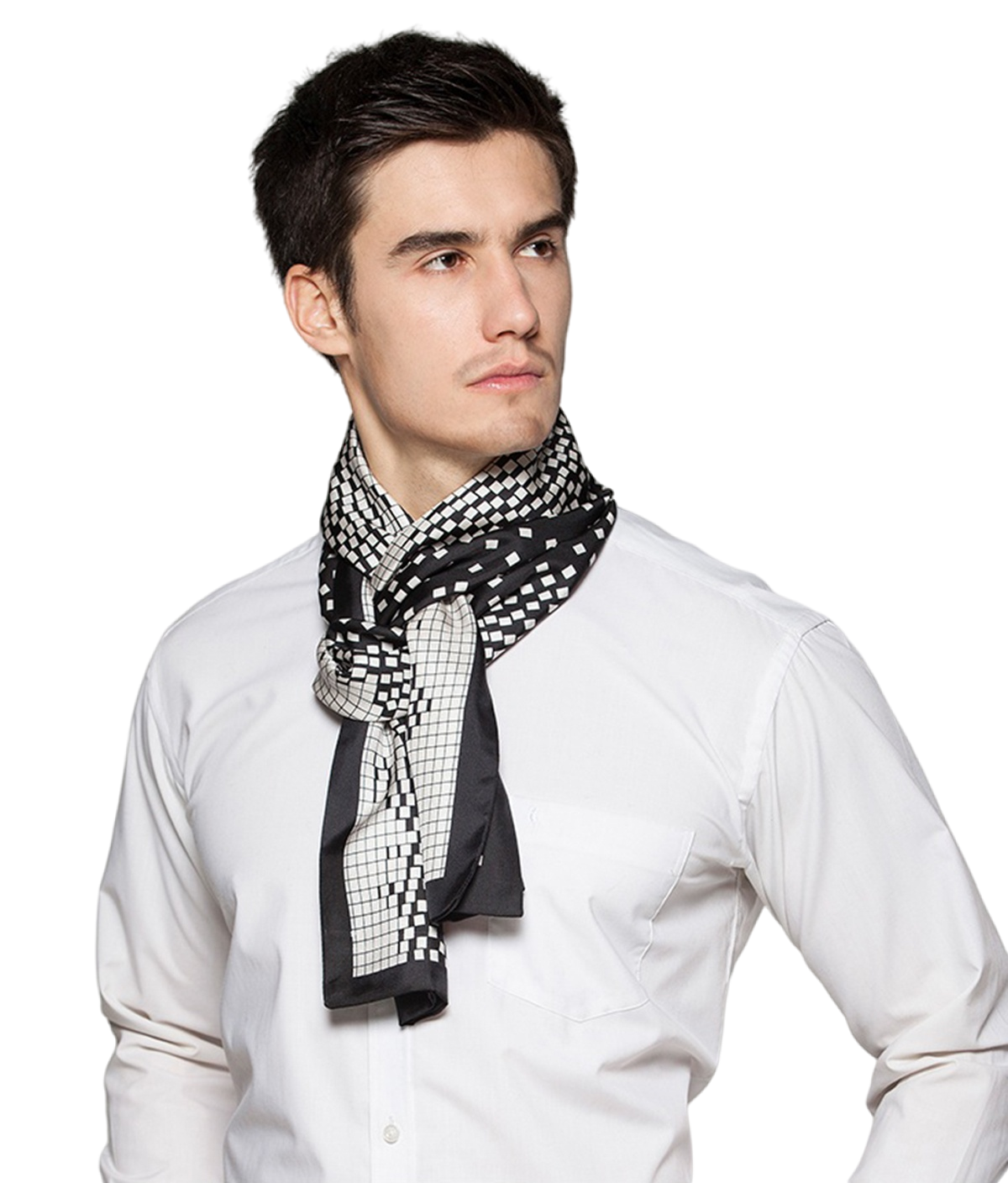 Men's 100% Silk Scarf Double Layers Fashion Neckerchief Formal Casual