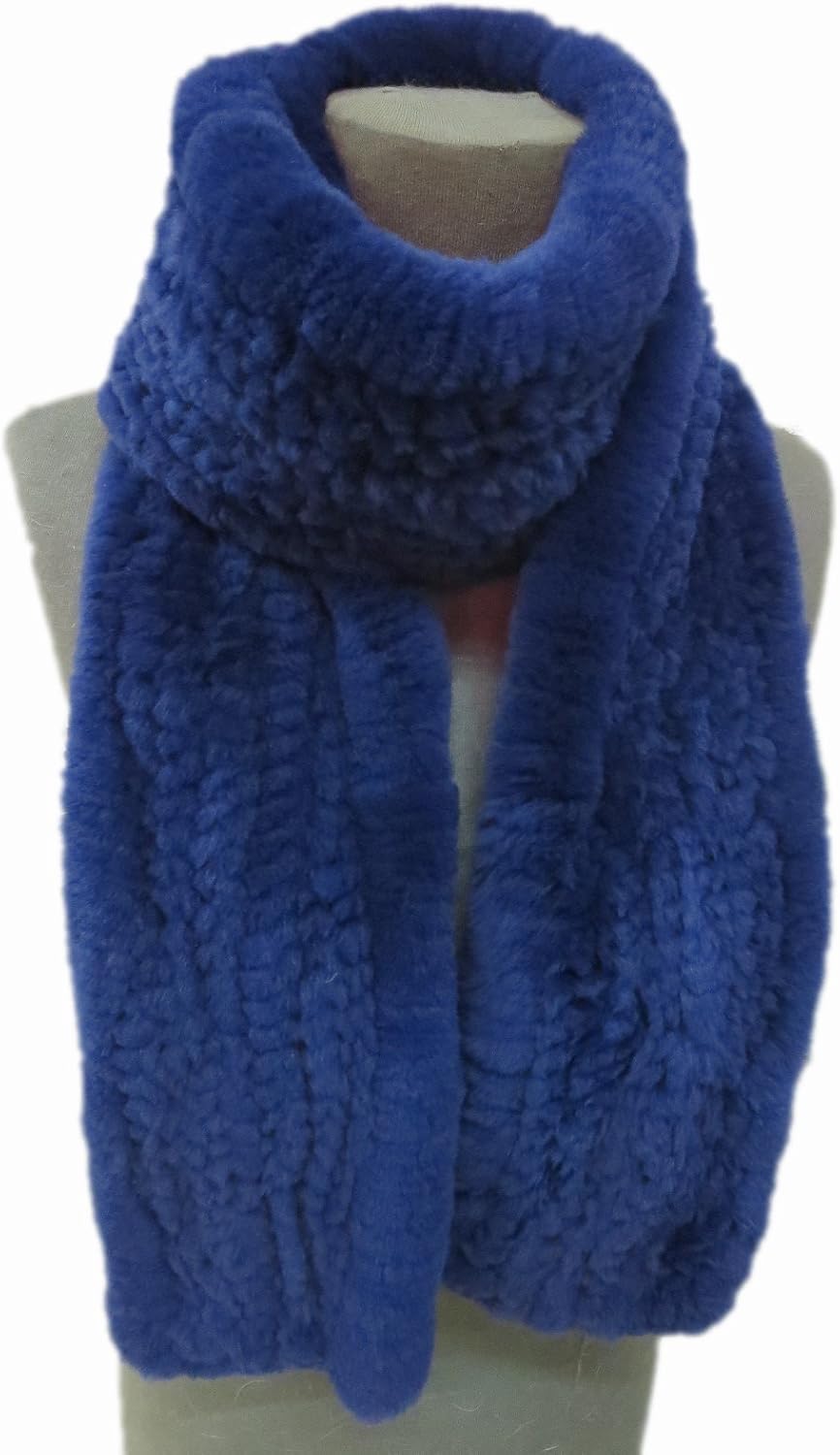 Women's Knitted Scarf Real Rex Rabbit Fur Neckerchief Neck Warmer Winter