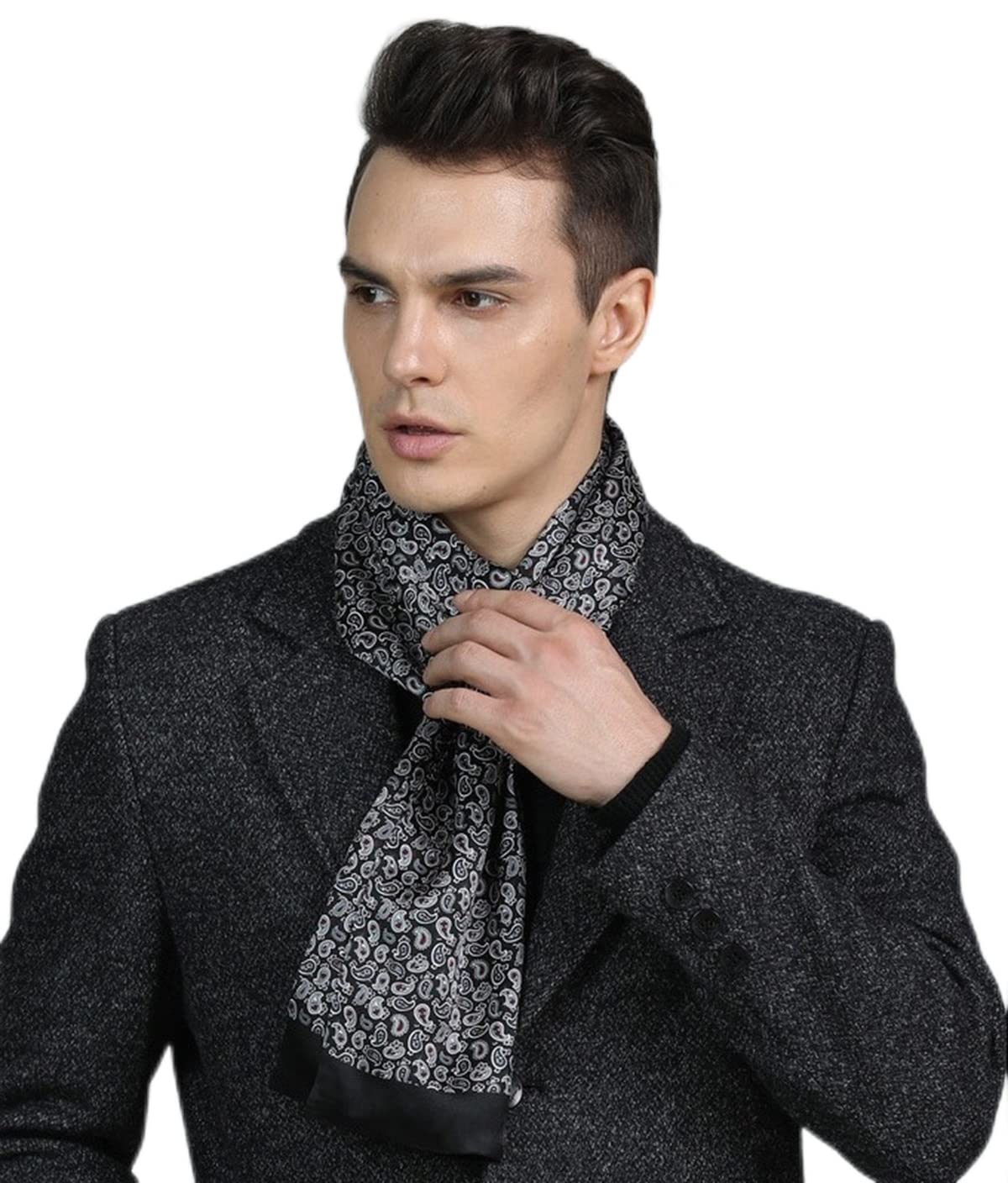 100 Silk Scarf for Men Double Layer Fashion Neckerchief Office Casual Business Smooth All Seasons
