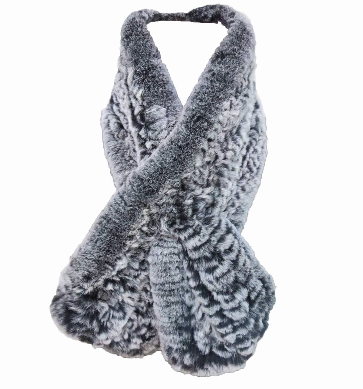 Women's Real Rex Rabbit Knitted Fur Scarf Neck Warm Wrap