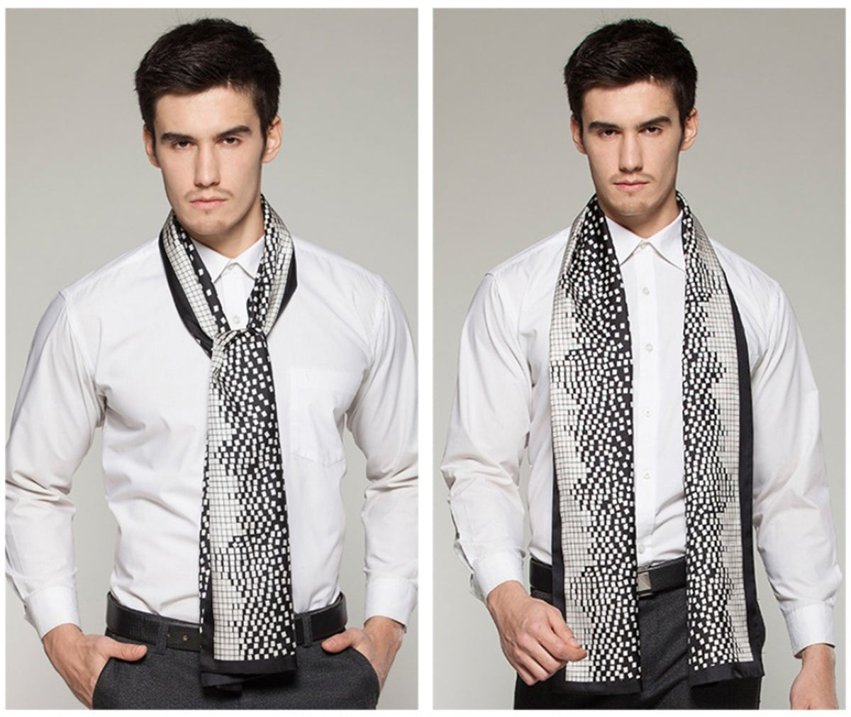 Men's 100% Silk Scarf Double Layers Fashion Neckerchief Formal Casual